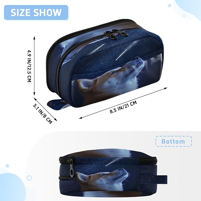 SUABO Pet Dog Shooting Star Pencil Case Large Pen Stationery Bag | Pencil Pouch Stationery Organizer with Compartments, Transparent PVC Layer, School Office Supplies for Kids Adults