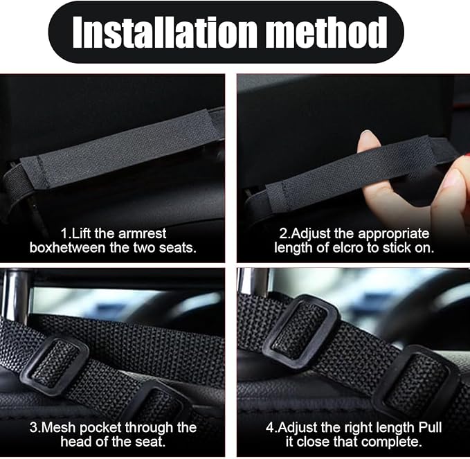 ZIMISI Car Net Pocket Handbag Holder, Auto Storage Organizer Between Front Seats, Large Capacity Vehicle Driver Storage Netting Pouch, Pet/Kids Car Barrier Accessories for Purse, Document (Black)
