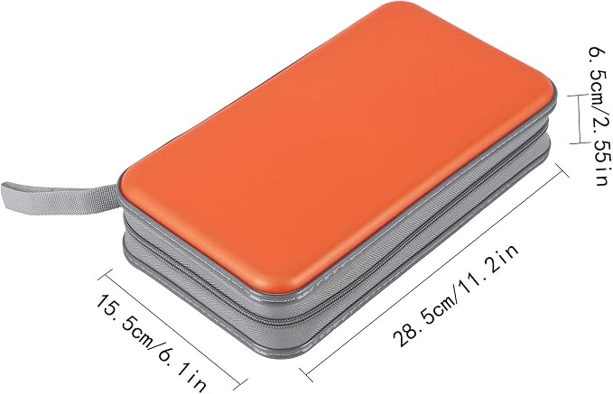 UENTIP 96 Capacity CD Case,Portable DVD Hard Plastic Case Holder CD Organizer Wallet Protective DVD Storage (96, Orange)
