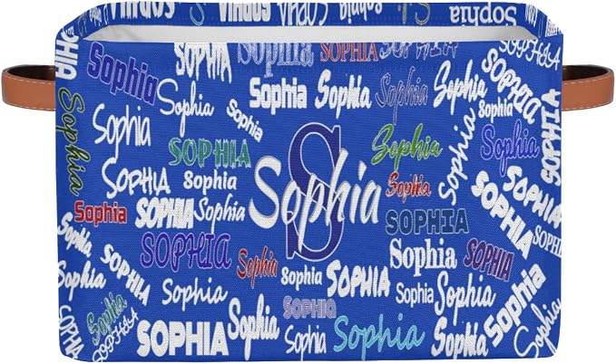 Custom Name Storage Bin, Personalized Rectangular Storage Basket with Handles for Organizing Boys Girls Toys Office Closet Shelf Baskets Royal Blue Solid Color