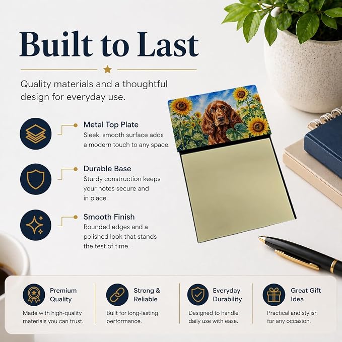Caroline's Treasures English Cocker Spaniel in Sunflowers Watercolor Sticky Note Holder Refillable Dispenser Desk Accessory 3x3 Pad Gift