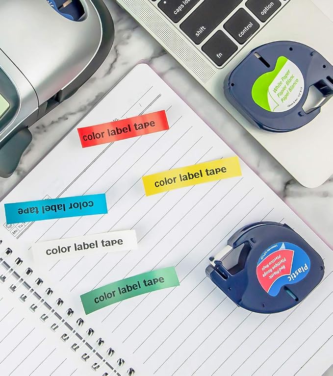 Replace for Dymo Label Maker Letratag Tape Refills 91332 91333 91334 91335 LT Plastic Cassette,1/2 Inch X 13Feet,5pack