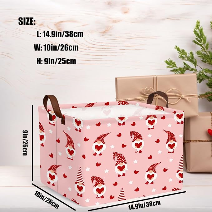 Valentine's Day Basket for Gifts Empty Cute Heart Large Gift Basket Decorative Storage Bin for Kid and Baby Room Décor (Pink Dwarf Love)