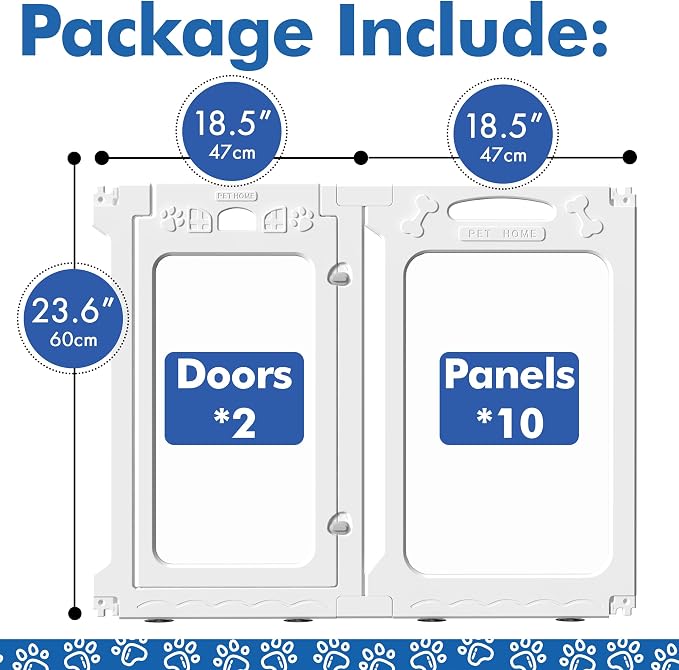 Clear Acrylic Indoor Dog Playpen, 24" H, 12 Panels, White | Open View, Modern Home, No Climbing Bars, Tool-Free Setup, For Puppies & Small Dogs
