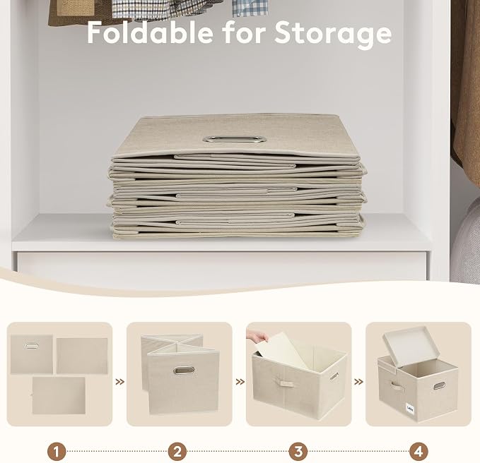 Lifewit Fabric Foldable Storage Bins with Lids and Handles,34.5L,5 Pack