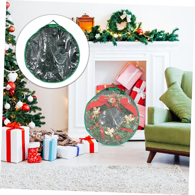 1pc Christmas Wreath Storage Bag Window Holiday Container for Seasonal Garland Organization for Christmas Decorations and Festive Storage Needs