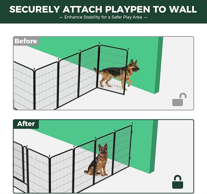 FXW Rollick Dog Playpen with Fence-to-Wall Anchors, 45"H, 16 Panels | Heavy-Duty & Easy setup Play Area, Flexible Boundaries, Indoor & Yard, For Large Dogs, Patented