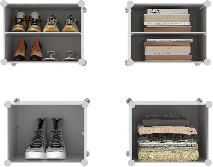 AWTATOS 6 Tiers Shoe Rack Organizer, 24 Pair Shoe Storage Cabinet, White | DIY Stackbale Plastic Shoe Organizer Shelves for Closet Entryway Hallway Bedroom
