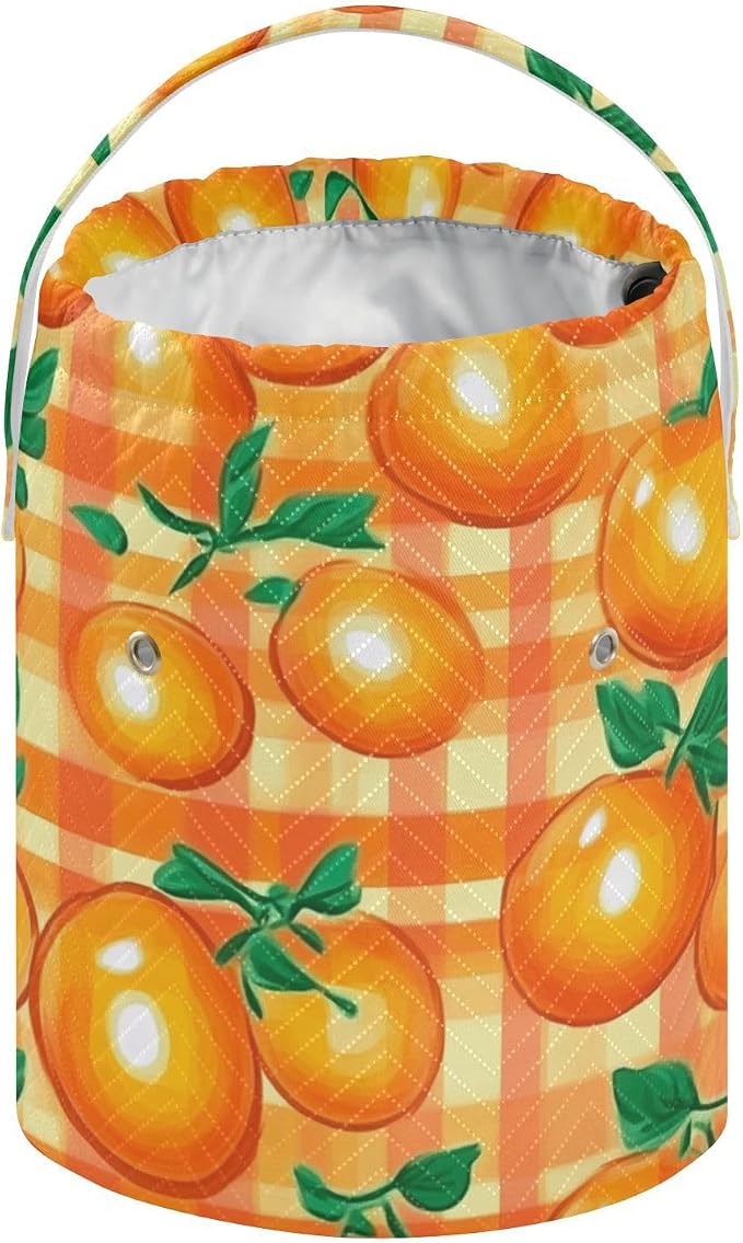 Tatenale Crochet Bag Yarn Bag Knitting Project Bag with Pockets and Handle Portable Yarn Storage Organizer Tangle Free 8.3x11 InchCartoon Orange Plaid37