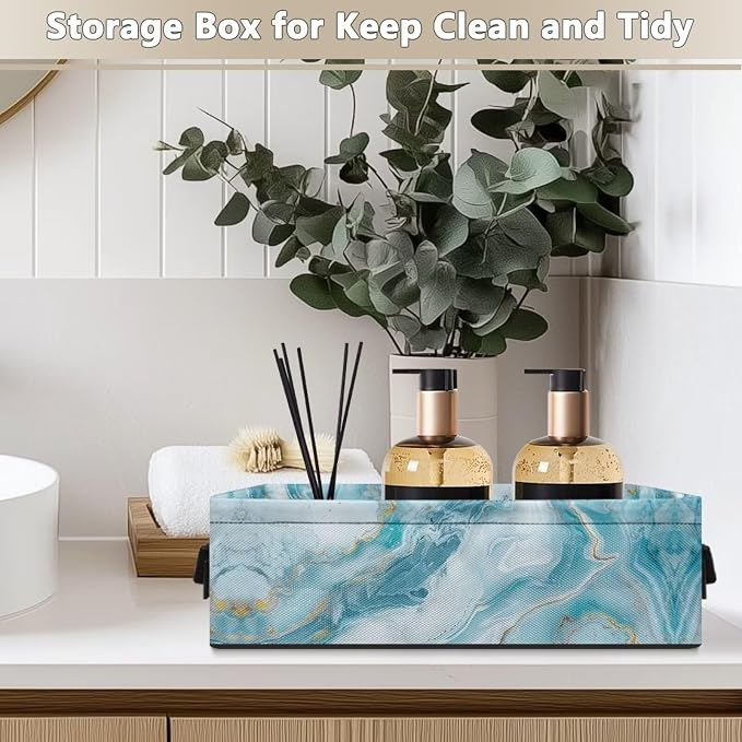 Blue Marble Toilet Paper Basket with Handle, Toilet Tank Topper Toilet Tank Basket for Bathroom Organizing Home Decor