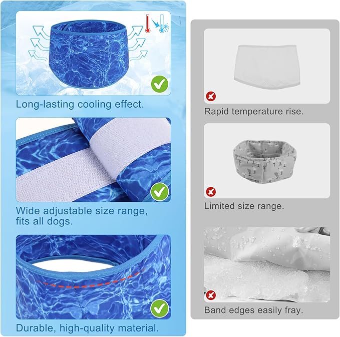 BEAUTYZOO Dog Cooling Bandana for Medium Large Dogs, 2 Pack Instant Cooling Bandanas Breathable Cooling Ice Towel Neck Wraps, Pet Scarf Keep Dogs Cool in Hot Summer,Shark S