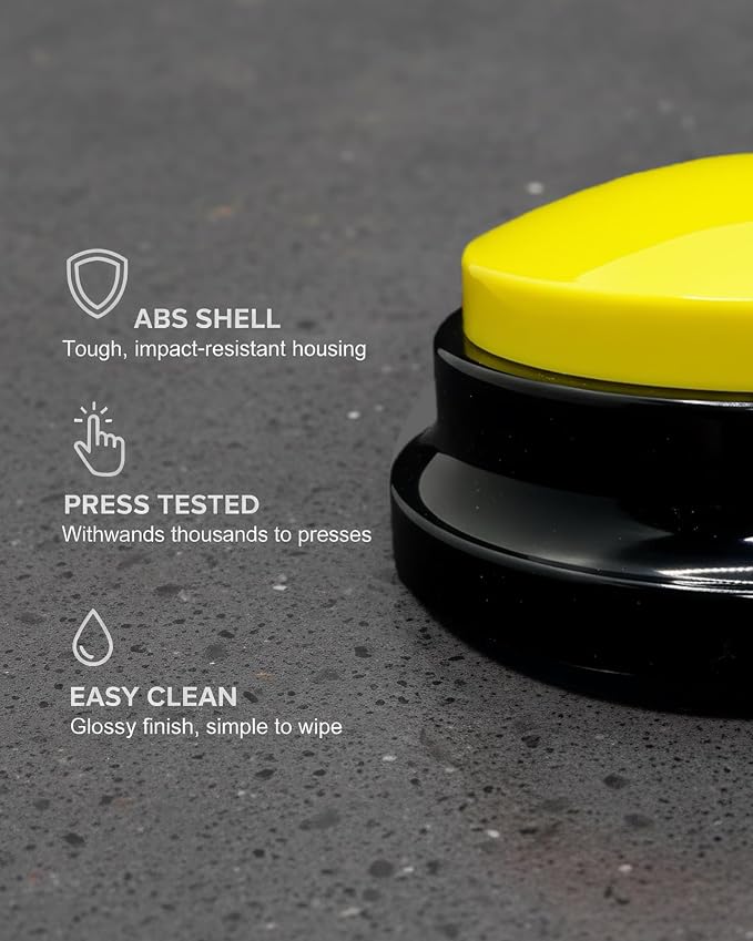 Dog Buttons for Communication Voice Recording Buttons for Classroom and Pet Training 30-Second Record & Playback Dog Buttons for Study, Office, Family, and Kids (Yellow, one)