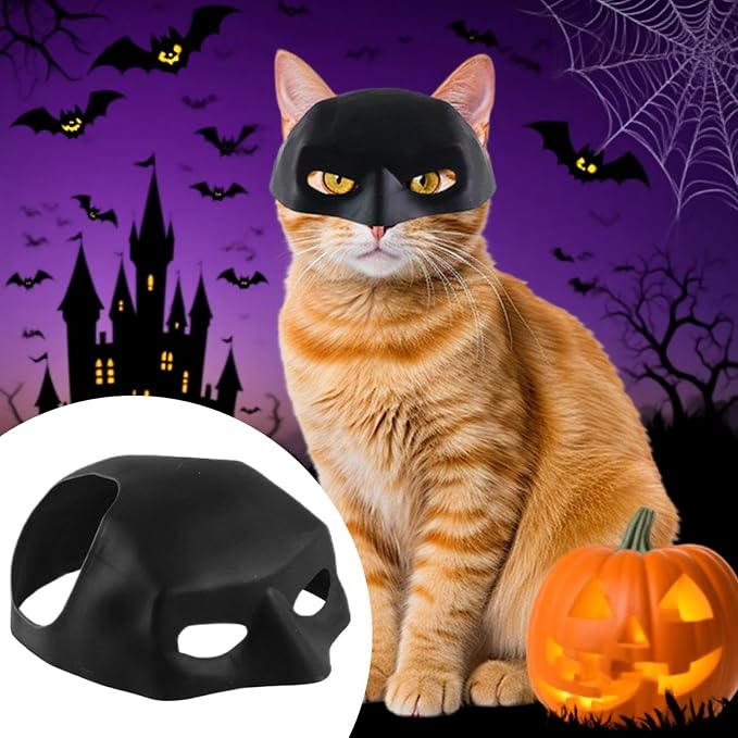 Bat Cat Masque Pet Costume Accessory Kitten Dress Up Hat Dress Up Accessory | Black Bat Cosplay Masque Hat for Cats Halloween Holiday Events Theme Photography Holiday Events Theme Photography
