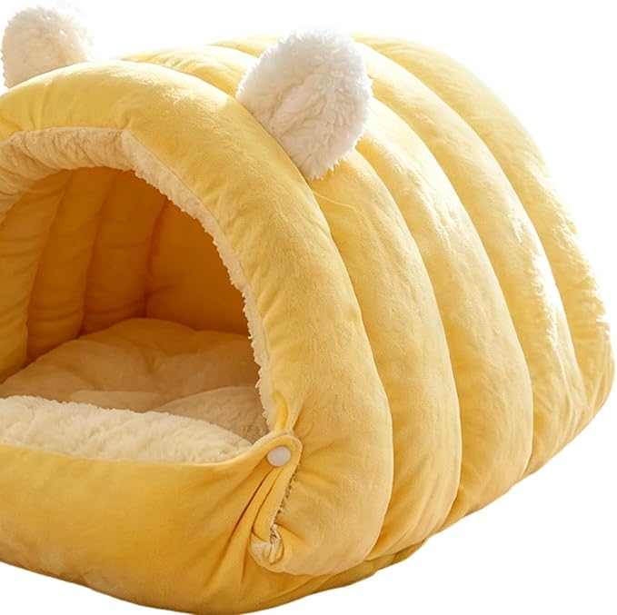 Cat Bed Cave Covered Washable Dome House with Zipper | Enclosed Dog Bed for Kittens Puppies Pets Indoor Winter Home Living Room Bedroom Kitchen Sofa Dorm Travel