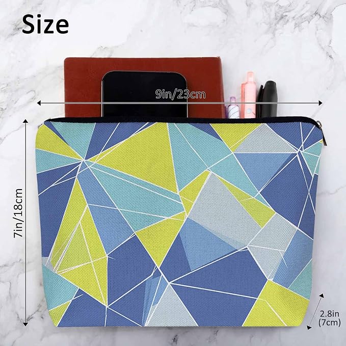 Woman Makeup Bag Triangle, Geometric Stripe Triangle Makeup Bags Travel Cosmetic Bags Toiletry Makeup Organizer Pencil Pouch Make Up Cosmetic Bag For Owners Lady Birthday Gifts