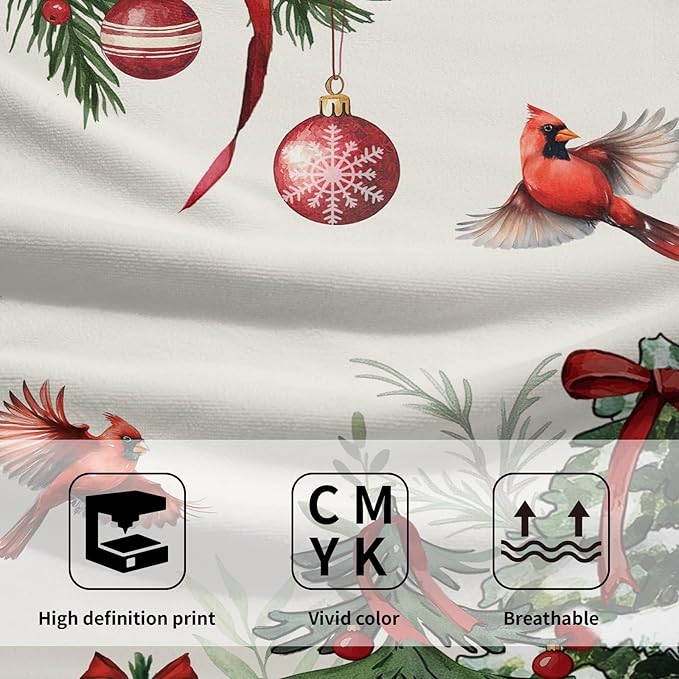 Giwawa Pine Tree Hand Towels Set of 2 Red Birds Decorative Kitchen Dish Towels Soft Microfiber Absorbent Fingertip Towel for Guest Bathroom Hotel