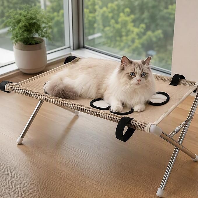 Foldable Dog Grooming Table, Pet Hammock with Stand for Small Dogs & Cats