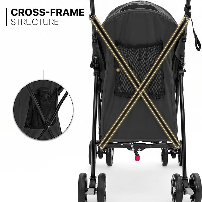 MoNiBloom Pet Stroller for Small/Medium Dogs and Cats up to 22 lbs, Black | Foladble 4 Wheels Easy-Fold Puppy Cage Jogger Stroller with Sun Cover, Pad and Rear Storage Bag, Breathable and Visible Mesh