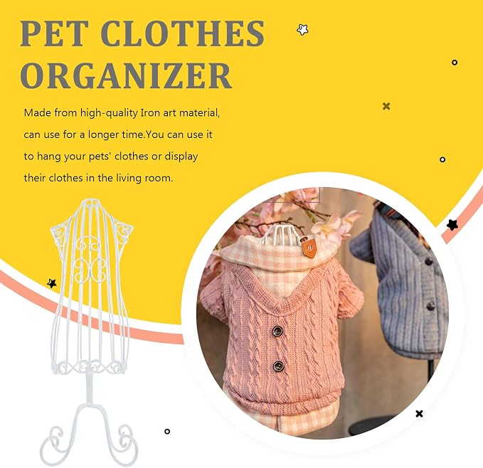 Mipcase Dog Cloth Hanger Metal Dog Dress Mannequin Display Rack Mini Shirt Hangers for Pet Clothes