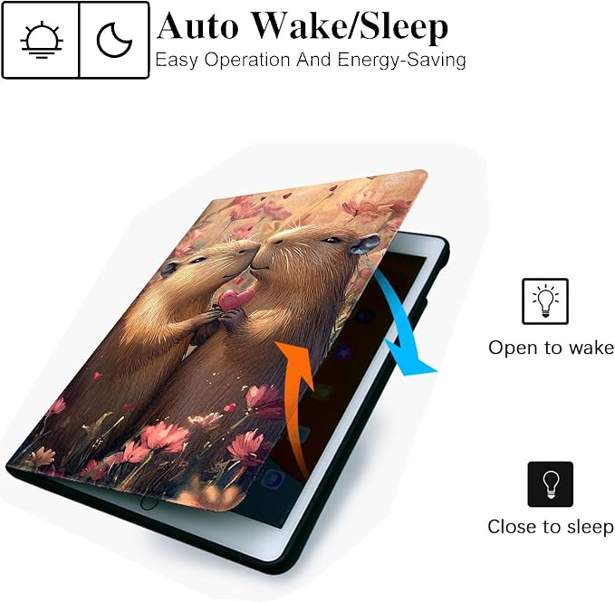 for Microsoft Surface Pro 11/10/9-13" 2024/2022 Tablet Case,Auto Wake/Sleep,Adjustable Stand Protective Cover - Capybara Couple Heart