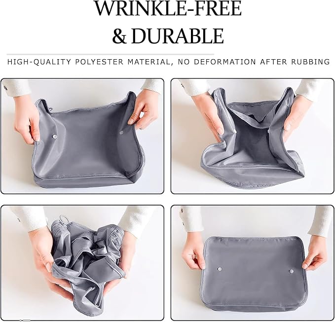 LANSKLBD 6/8 Set Packing Cubes for Suitcases Travel Luggage Packing Organizers,Travel Accessories Essentials Luggage Organizer with Shoe/Tioletry/Laundry Bag (Grey, 6 set)