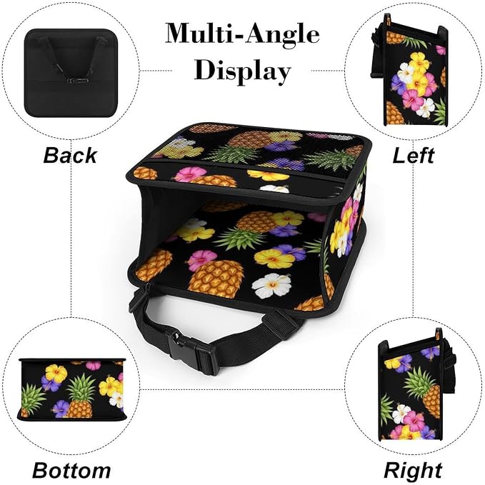 Car Seat Back Hanging Bag Backseat Organizer with Adjustable Buckle, | Tropical Plants Pineapple Funny Floral, Automotive Interior Storage Pouch PU Leather, Universal Fit for Vehicle Truck