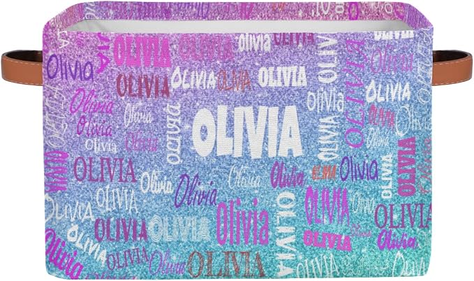 Custom Storage Basket for Rooms, Light Blue Purple Glitters Bling | Organizing Boys Girls Pets Toys Closet Shelf Clothes Books