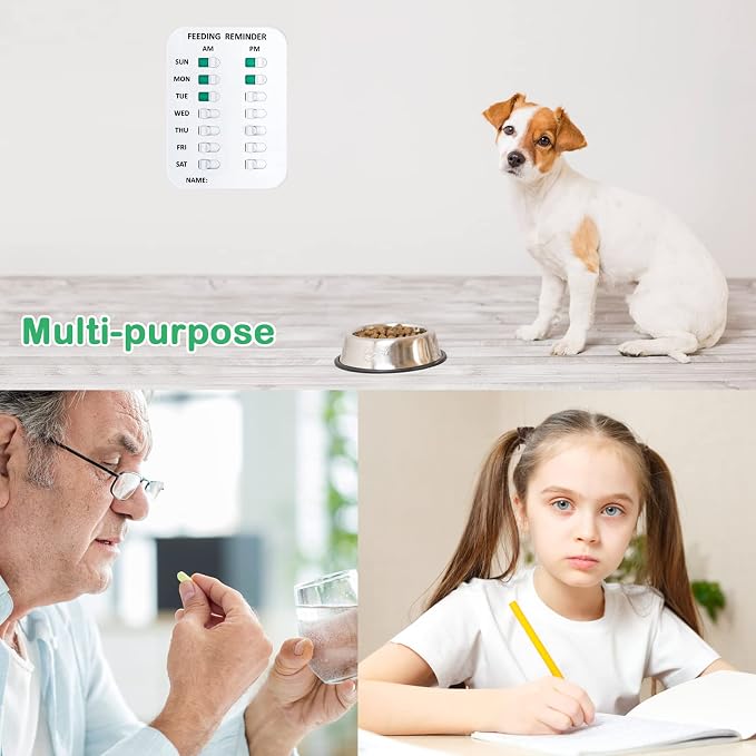 Coolrunner Pet Feeding Reminder for Dogs Cats, Magnetic or Double Sided Adhesive, Prevent Overfeeding