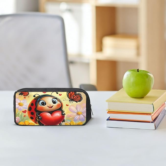 Insects Large Pencil Case, Durable Pen Bag Zipper Organizer Pouch for Office Travel for Women Men