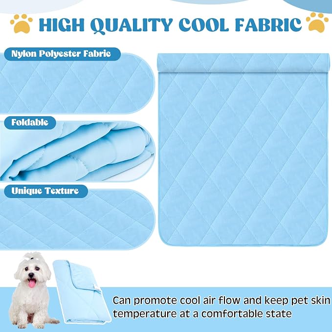 2 Pack 40" x 60" Dog Cooling Mats with Storage Bags, Washable Cooling Pads for Dogs, Foldable Pet Self-Cooling Mat for Crate, Sofa, Floor, Car, Indoor Outdoor Summer Use