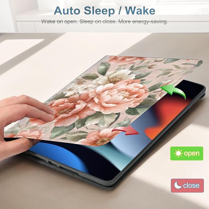 for Samsung Galaxy Tab S10 Ultra 2024/S9 Ultra 2023/S8 Ultra 2022 14.6 Inch Tablet Protective Cover with Adjustable Stand and Magnetic Auto Wake/Sleep,Peony Floral