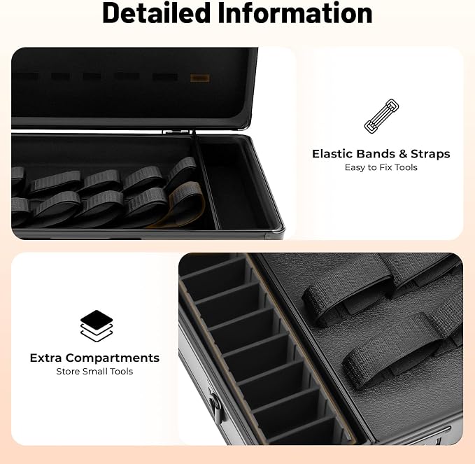 Professional Barber Carrying Case with Fireproof Panel & 3-Digit Lock, Aluminum Alloy Stylist Organizer for Hairstylists, Pet Groomers, Makeup Artists (Black)
