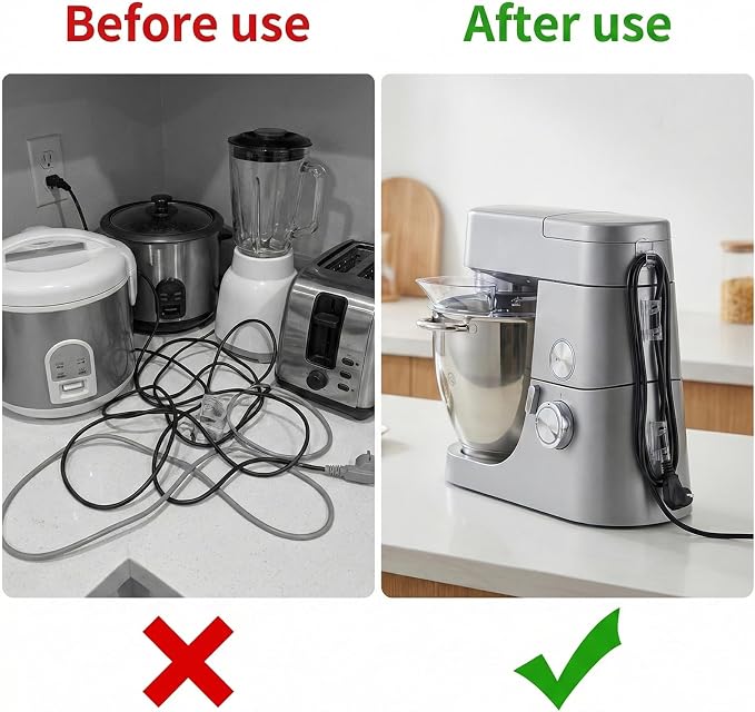 40 PCS Clear Appliance Cord Organizer, Adhesive Cord Holder for Kitchen Appliances, 2 Sizes Cords Wrappers for Neat Cords Management Coffee Maker Air Fryer Pressure Cooker