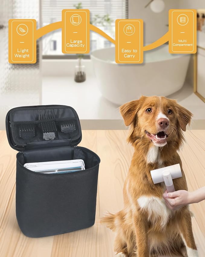 Meiiy Pet Grooming Bag, Dog Cat Grooming Supplies Organizer Bag Pet Hair Removal Trimming Cleaning Tool Kit Storage Bag (Black)