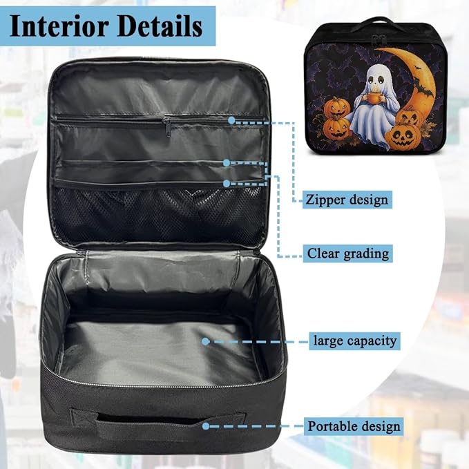 First Aid Kit Bag Cute Ghost Pumpkin Moon Empty First Aid Bag Medical Bag Empty Large Capacity for Home Office and Travel Use Lightweight Washable Soft Fabric