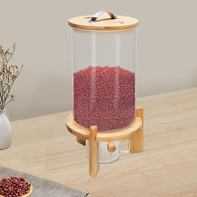 Cereal Storage Dispenser,Flour Storage Container,Rice/Grain Dry Food Glass Container,7.5L With Valve,Glass Food Storge Container for Kitchen Organization and Pantry Store