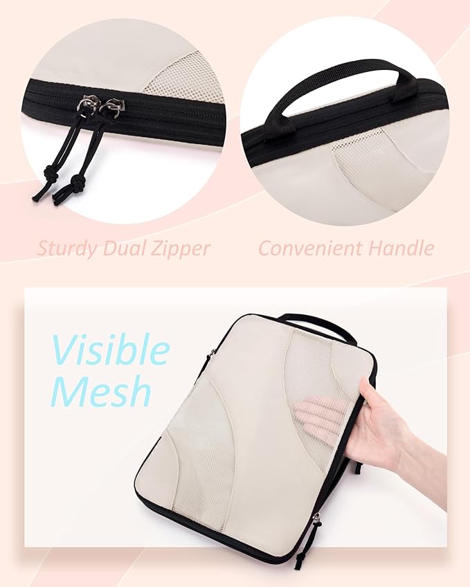 BAGSMART Compression Packing Cubes for Travel | Lightweight suitcase organizers bag set, space-saving double zipper expansion for carry-on luggage & travel organization