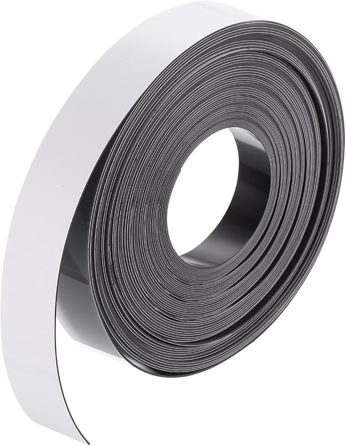 MECCANIXITY Magnetic Strip with Strong 1 Inch x 26.25 Feet Magnetic Strip Tape,Magnetic Tape Labels for Whiteboards Refrigerator and Crafts White