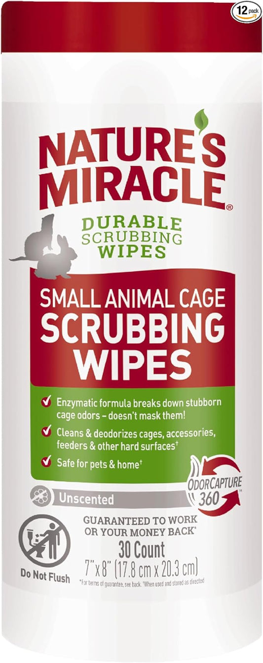 Nature’s Miracle Small Animal Cage Scrubbing Wipes 30Ct (Pack of 12)