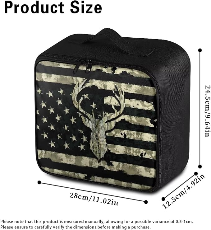Rnyleeg Wood American Flag Deer First Aid Bag Empty First Aid Kit for Men First Responder Bag Empty Emergency Medical Supplies for Hiking