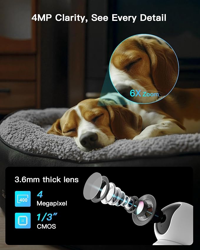 ARENTI 360° View 4MP 5G WiFi 6 Pet Camera P2F 2PC with 64G Local Storage