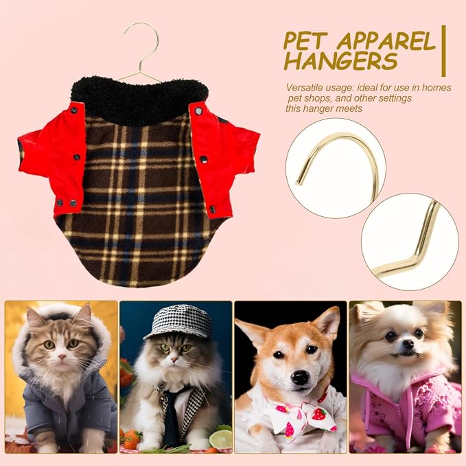 FRCOLOR 40Pcs Dog Clothes Hangers Small Pet Hangers 5.90X4.33 Inch Metal Windproof Anti-Slip Puppy Clothes Racks for Closet Organization