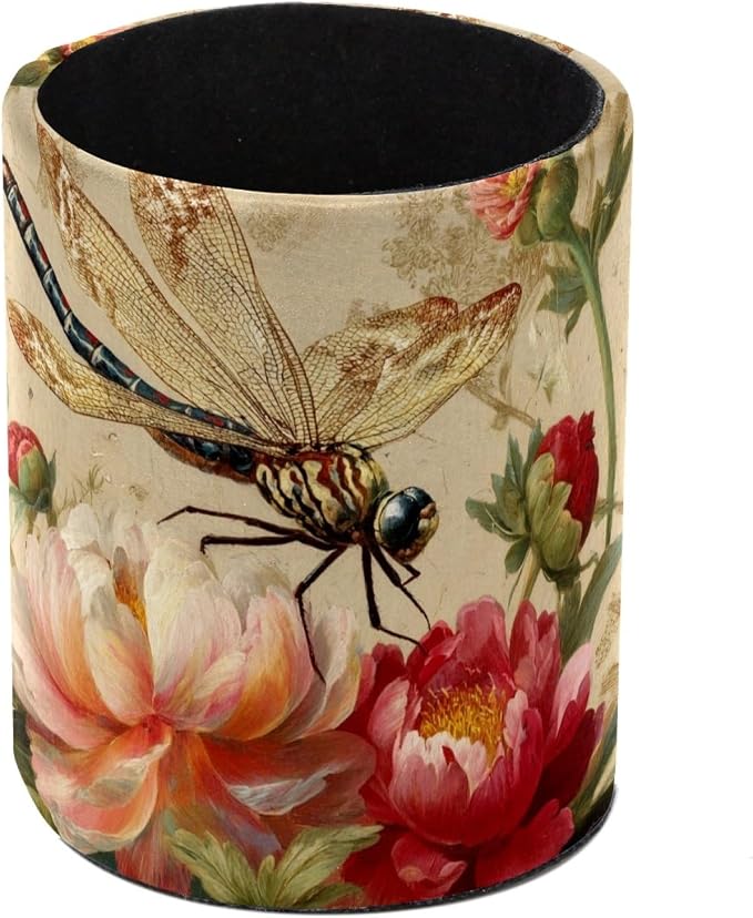 Retro Dragonfly Pen Holder, Pencil Cup Marker Brush Holder Desk Storage Case, Desktop Organizer for School Office Home Supplies