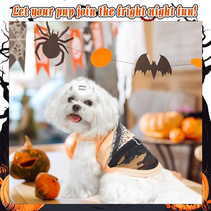 BINGPET Dog Halloween Shirt, Gunner Funny Dog Halloween Costumes Puppy Tshirt, Breathable Sleeveless Tank Top Vest & Sweatshirt for Small Medium Dogs Cats (S)
