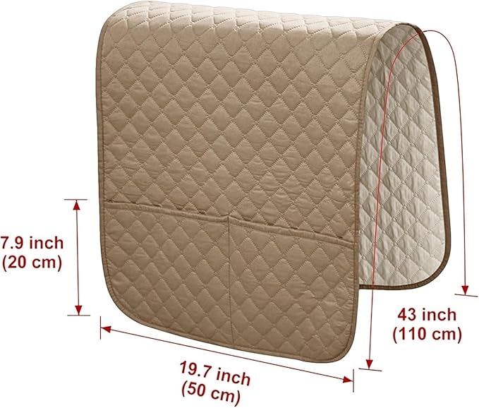 Armrest Covers Arm for Chairs Couch Sofa Armchair Slipcovers Recliner Organizer Non-Slip Chair Bedside Storage Caddy Holder 2 Pockets Magazines Waterproof(Khaki)