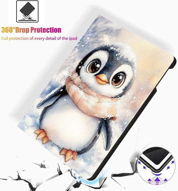 for Microsoft Surface Pro 11/10/9-13" 2024/2022 Tablet Case,Auto Wake/Sleep,Adjustable Stand Protective Cover - Cute Penguin