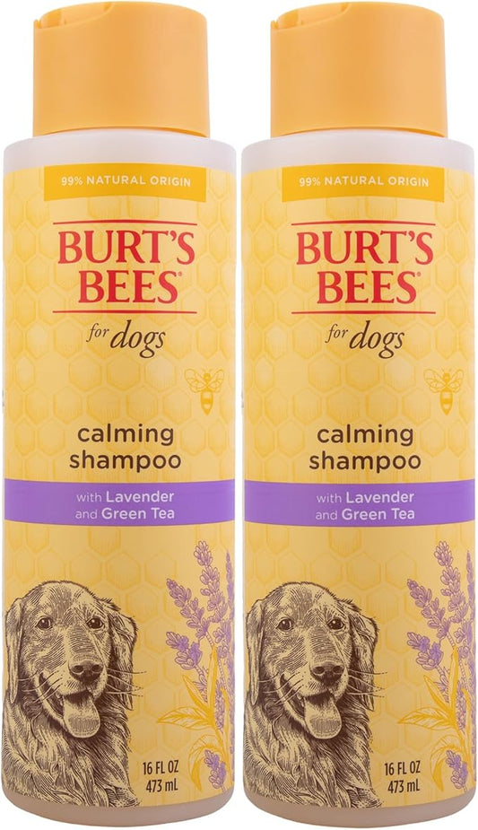 Burt's Bees for Pets Calming Dog Shampoo with Lavender and Green Tea, 95% Natural Origin, pH Balanced, No Sulfates, Soothing Lavender Scent, for All Dog Breeds, 16 Fl Oz - 2 Pack