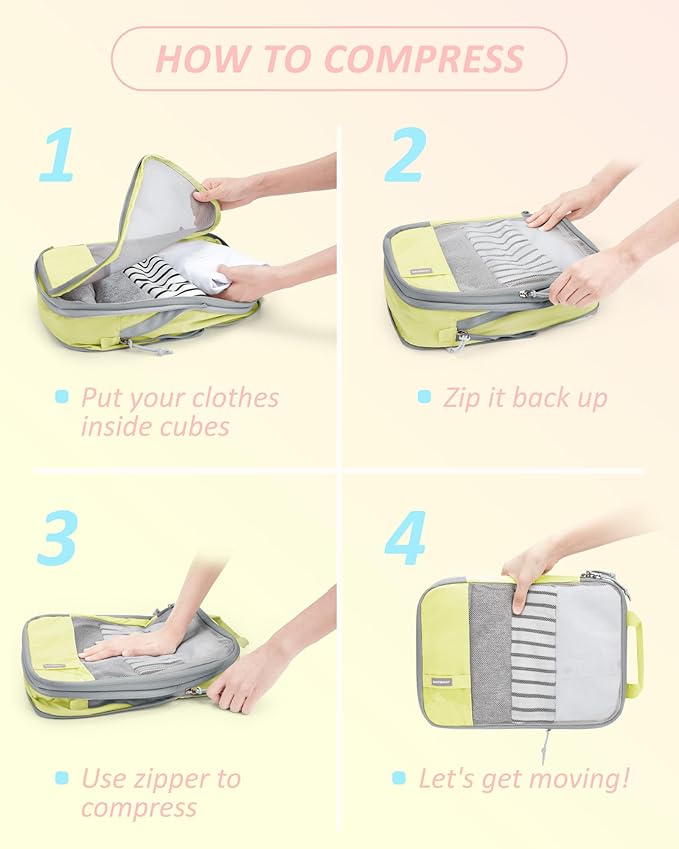 BAGSMART Compression Packing Cubes for Travel Essentials | 14 Set /6 Set /4 Set/2 Set, Lightweight, Durable