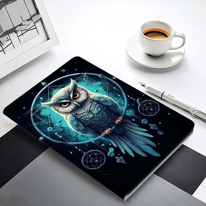 for Samsung Galaxy Tab A 10.1 Tablet Case 2019 Model T510 T515 T517,Premium Leather Folio Stand Auto Wake/Sleep,Multiple Viewing Stand,Owl Dreamcatcher