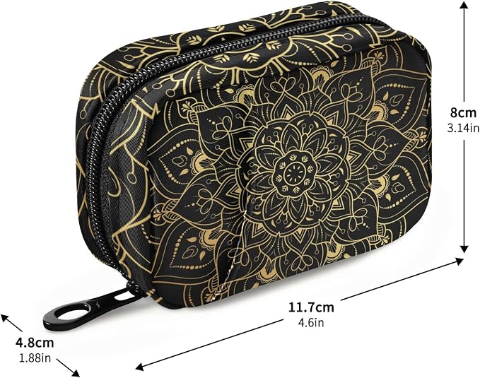 Vintage Floral Mandala Pill Case, Weekly Portable Pill Bag Container 7 Days Pill Box Organizer Vitamin Supplement Holder with Zipper for Travel Family Business